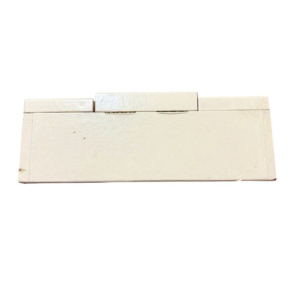 VTG Cream Multi-Compartment Jewelry Box with Red Velvet Interior & Mirror - Picture 5 of 10